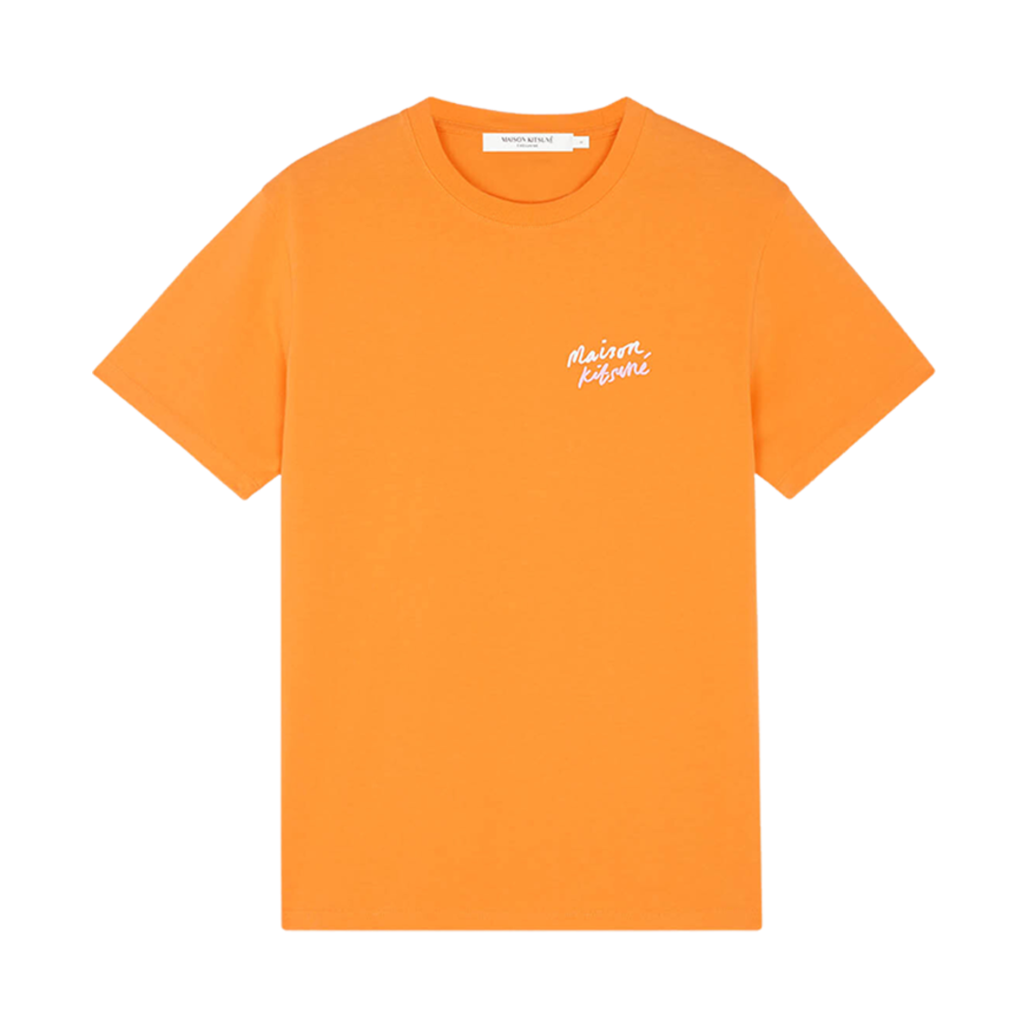 메종 키츠네 미니 핸드라이팅 클래식 티셔츠 네온 오렌지(Maison Kitsune Mini Handwriting Classic T-Shirt Neon Orange) - 1