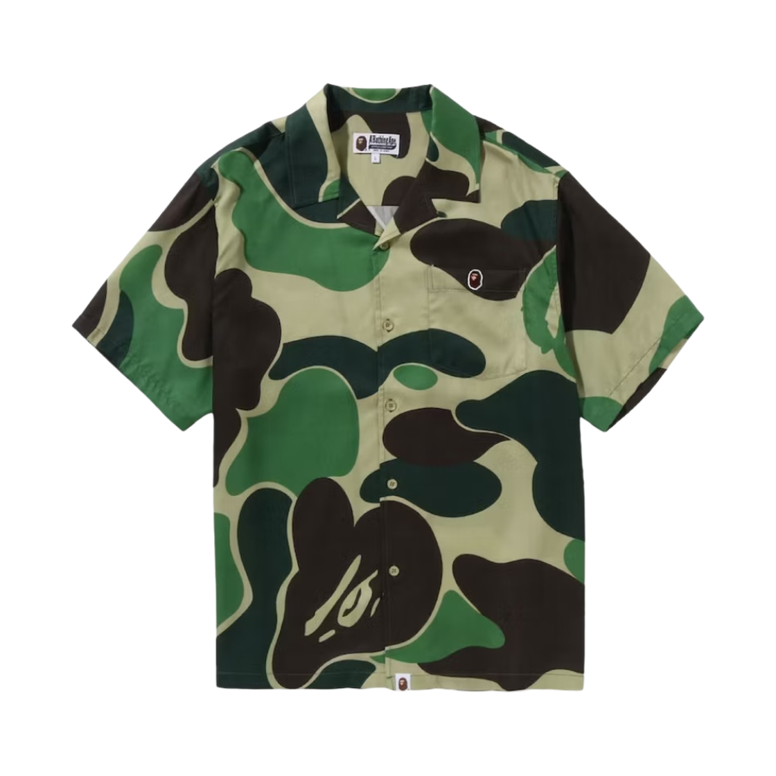 0ZXSRM132002K BAPE ABC Camo Open Collar Shirt Green