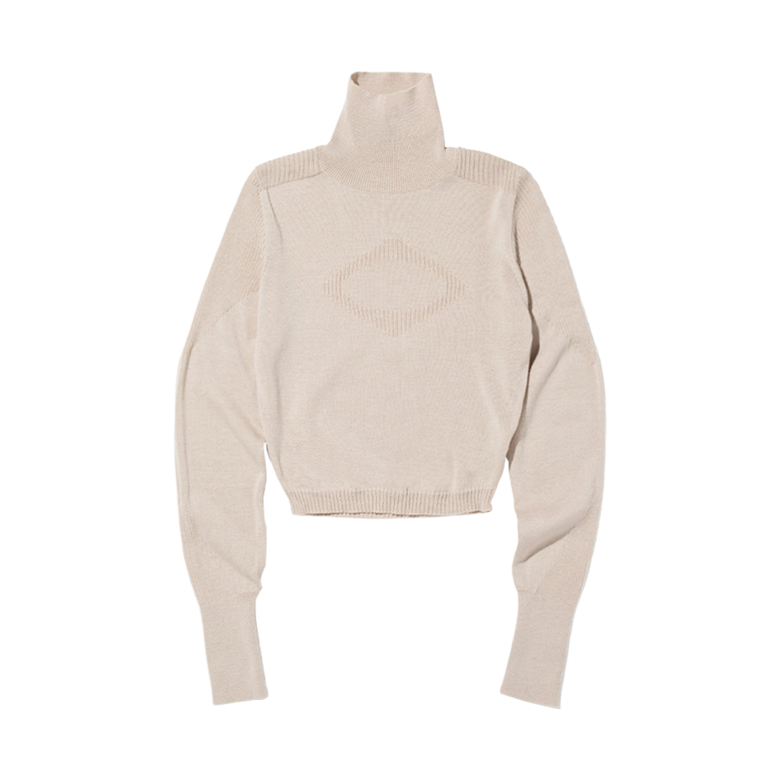 (W) 미스치프 터틀 넥 니트 탑 베이지((W) Mischief Turtle Neck Knit Top Beige) - 1