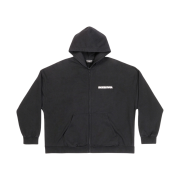 Balenciaga Turn Wide Fit Zip-Up Hoodie Black