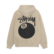 Stussy 8 Ball Pigment Dyed Zip Hoodie Khaki