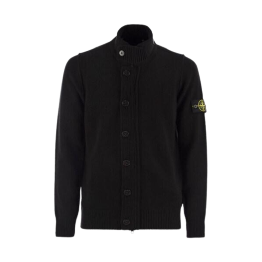 Stone Island 547A3 Lambswool Knit Cardigan Black - 24FW