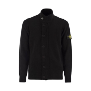 Stone Island 547A3 Lambswool Knit Cardigan Black - 24FW