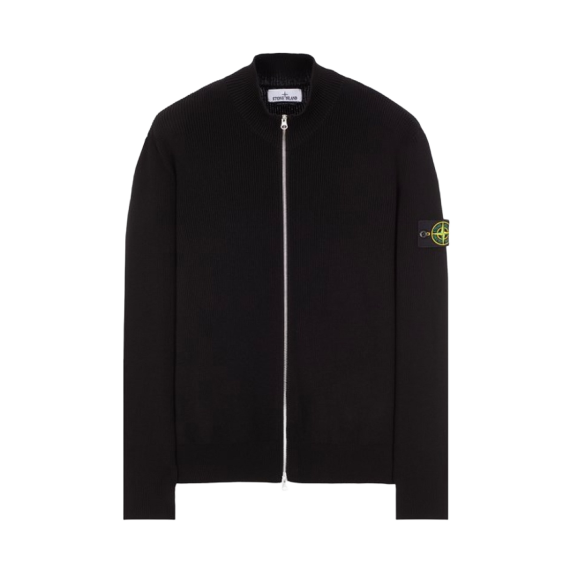 스톤 아일랜드 526D8 립드 소프트 코튼 가디건 니트 블랙 - 24SS