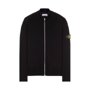 Stone Island 526D8 Ribbed Soft Cotton Cardigan Knit Black - 24SS