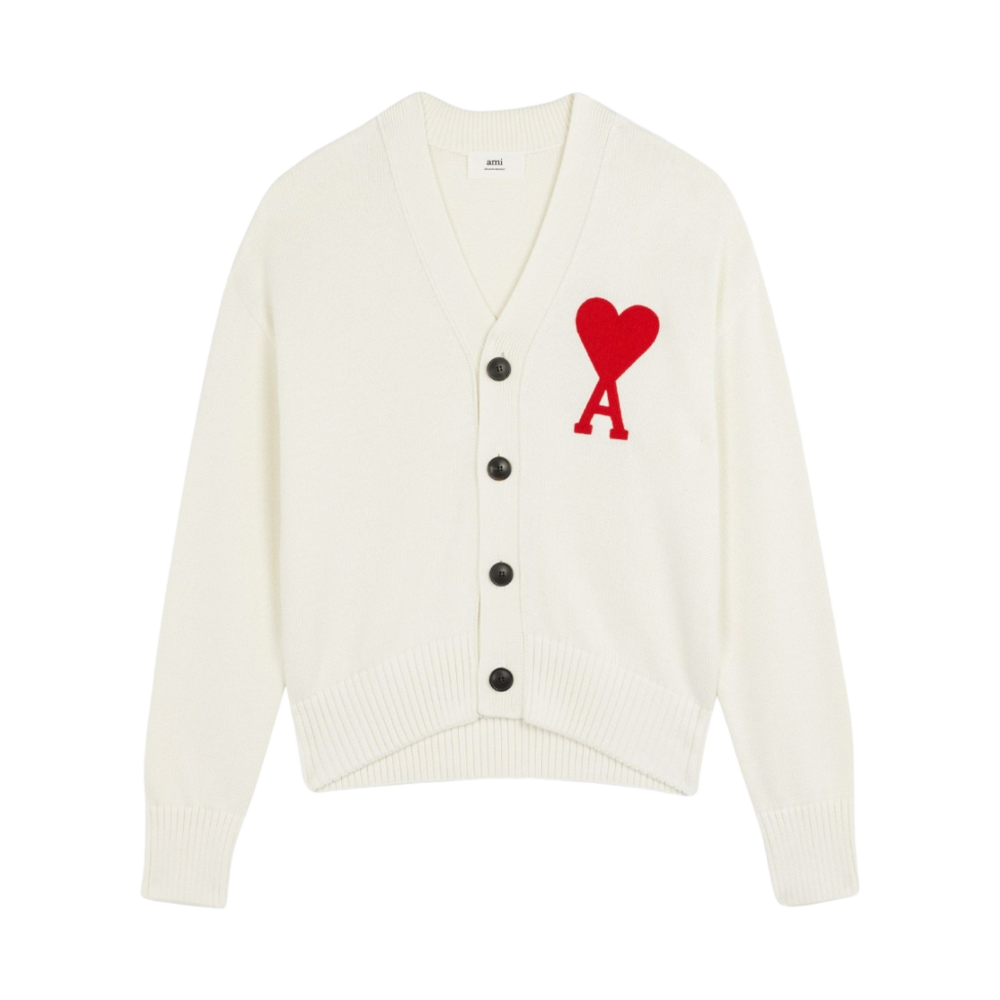 아미 빅 하트 로고 오버사이즈 가디건 화이트 블랑 - 21FW