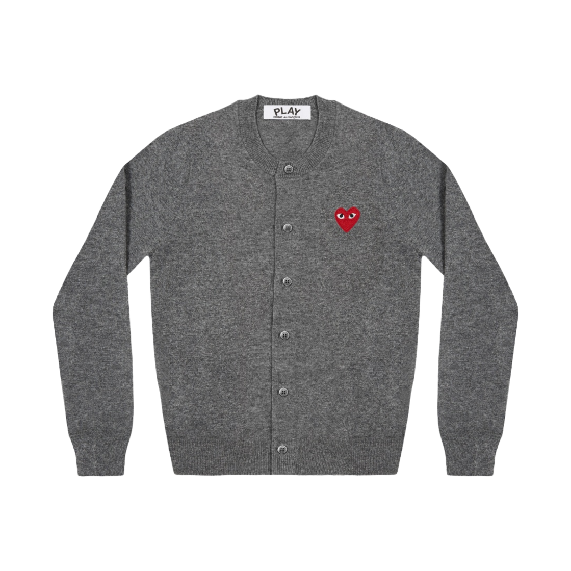 플레이 꼼데가르송 레드 하트 니트 가디건 그레이(Play Comme des Garcons Red Heart Knit Cardigan Grey)