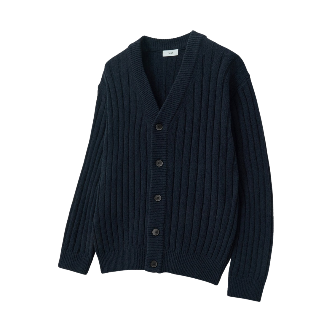 TNSW4E101N2 TNGT Semi Over-fit Crop Boucle V-neck Cardigan Navy