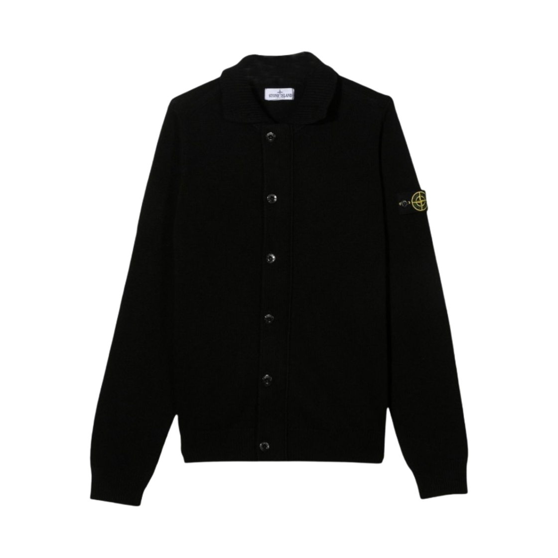 (키즈) 스톤 아일랜드 503A1 스타킹 스티치 캐시미어 울 니트 가디건 블랙 - 22FW((Kids) Stone Island 503A1 Stocking Stitch Cashmere Wool Knit Cardigan Black - 22FW) - 1