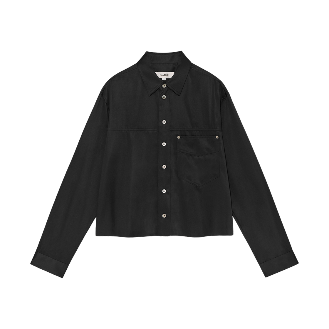 WT101 Haleine Cut-Off Cropped Satin Shirts Black (WT101)