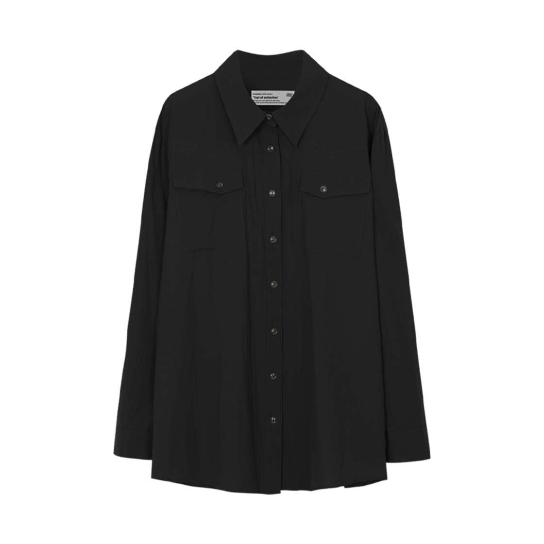 - (W) Bohemian Seoul Washed Cotton Western Shirt Black