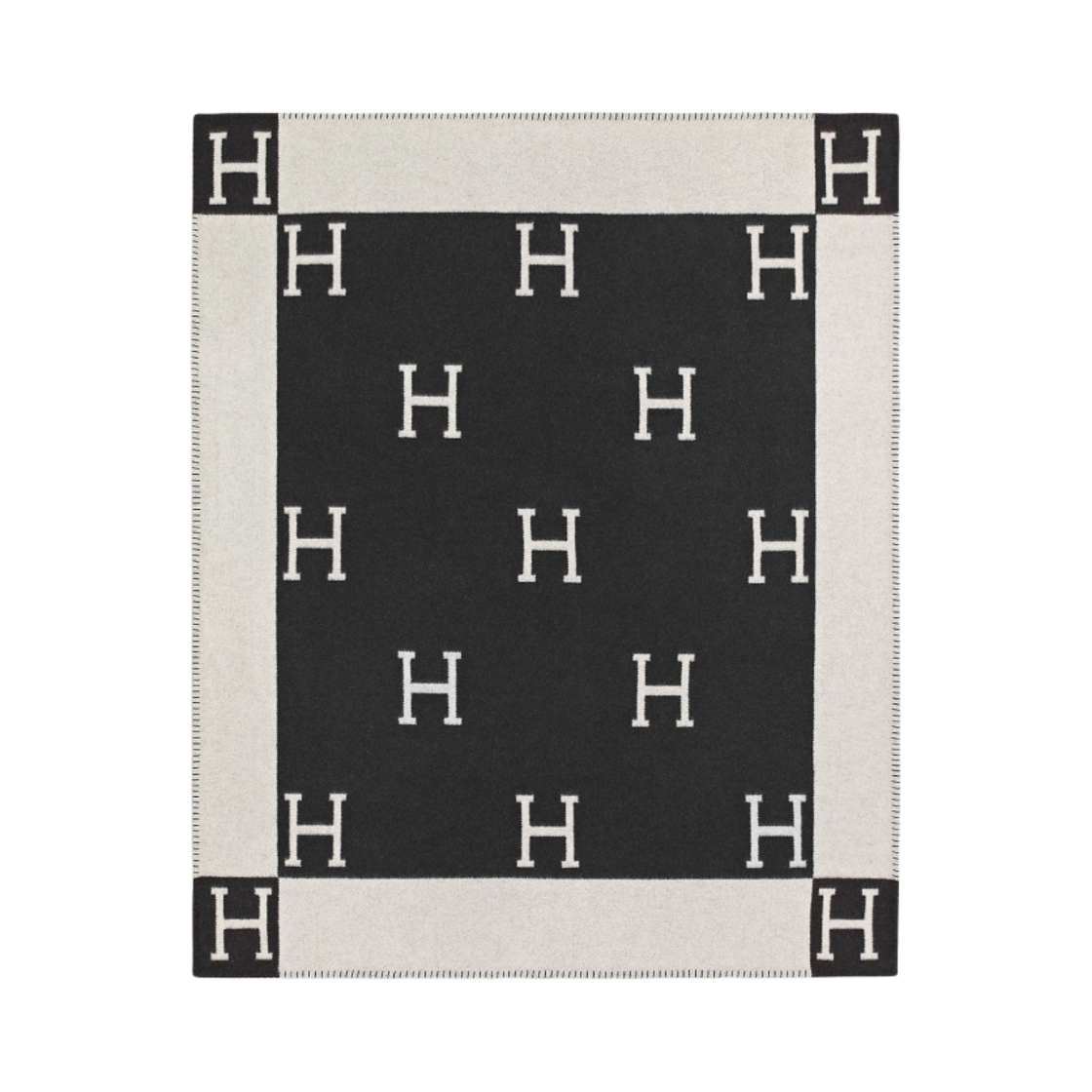 H102668M53 Hermes Avalon Throw Blanket Ecru Gris Fonce