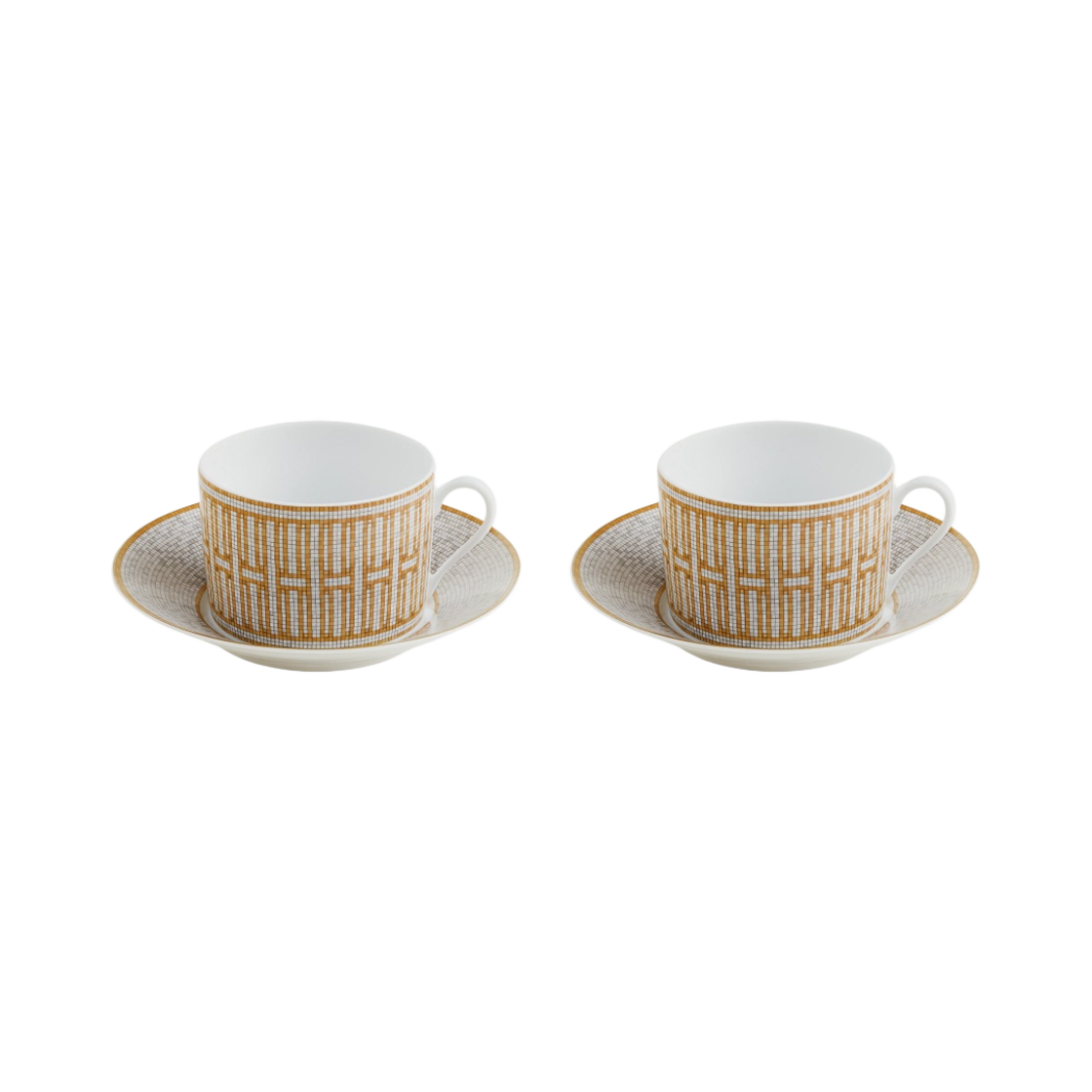 P026015P Hermes Mosaique Au 24 Breakfast Cup & Saucer Gold (Set of 2)