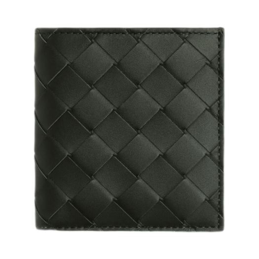 Bottega Veneta Intrecciato Slim Bi-Fold Wallet Dark Green Travertine