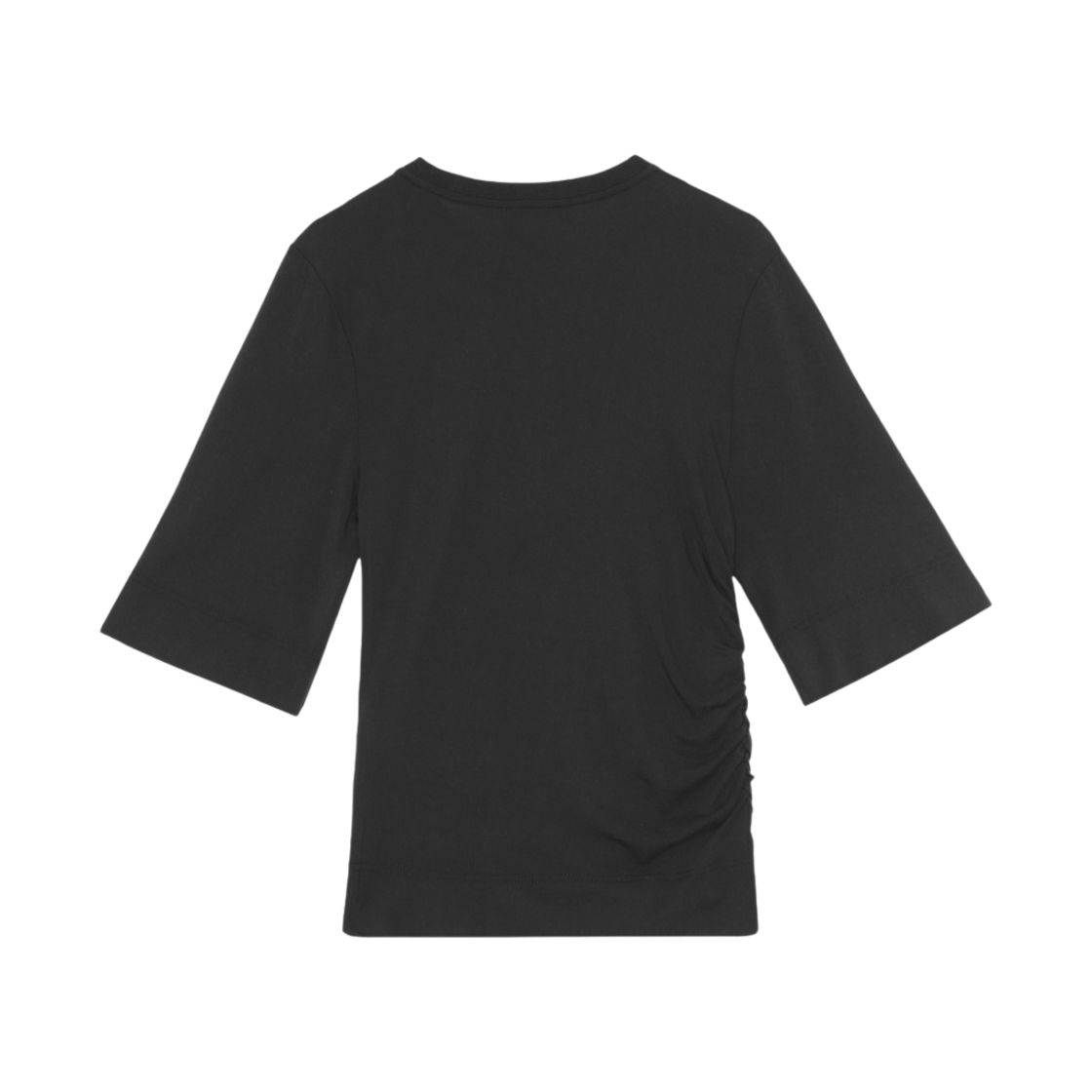 (W) 가니 소프트웨어 라이트 스트레치 저지 피티드 티셔츠 블랙((W) Ganni Software Light Stretch Jersey Fitted T-Shirt Black) - 2