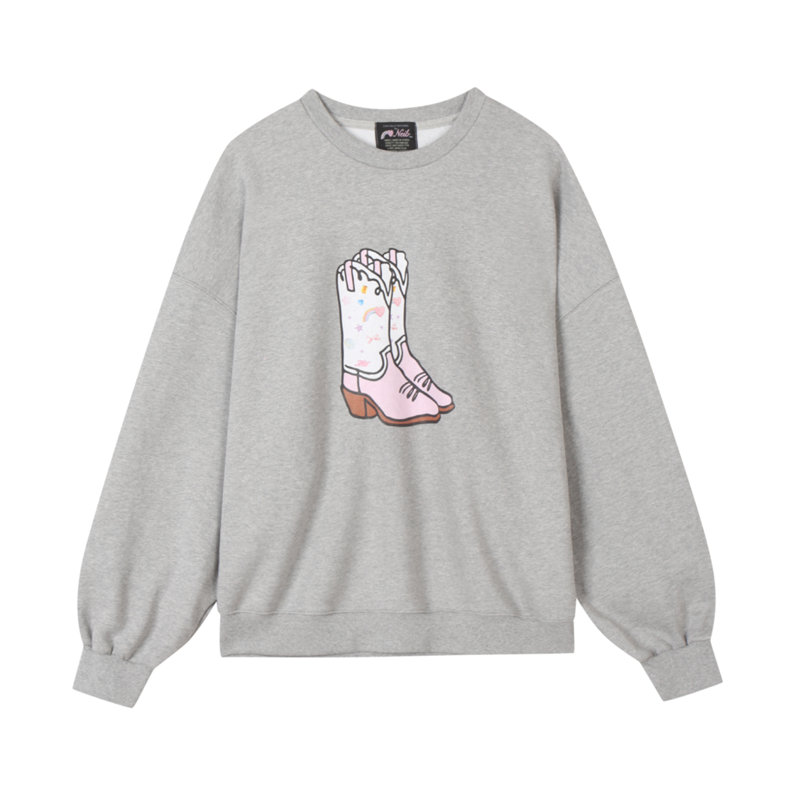 네이비 부츠 오버사이즈핏 스웻셔츠 멜란지그레이(Neib Boots Oversized-Fit Sweatshirt Melange grey)