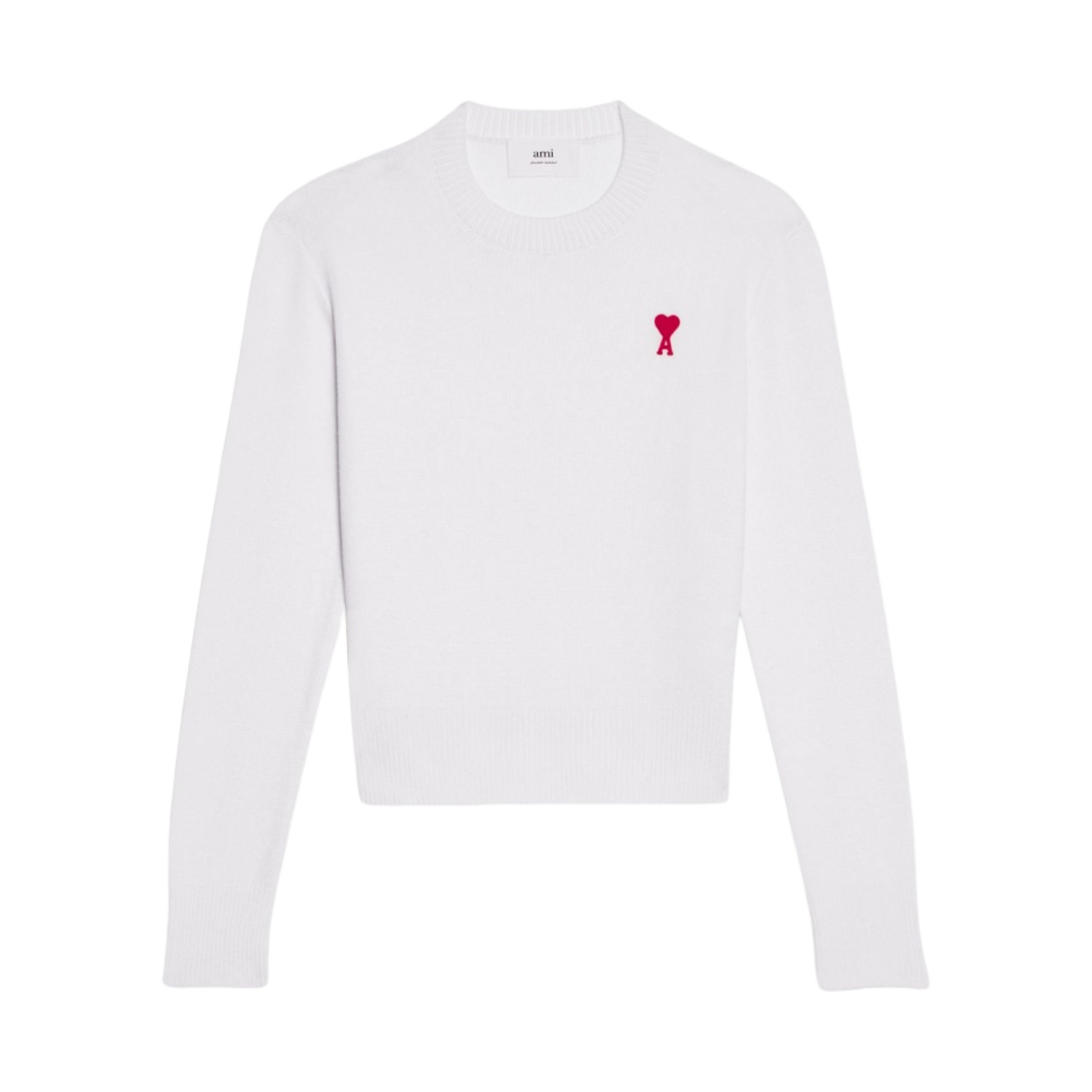 (W) 아미 스몰 하트 로고 스웨터 오프 화이트((W) AMI de Coeur Sweater Off White) - 1