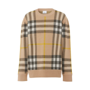 Buberry Check Cashmere Jacquard Sweater Truffle