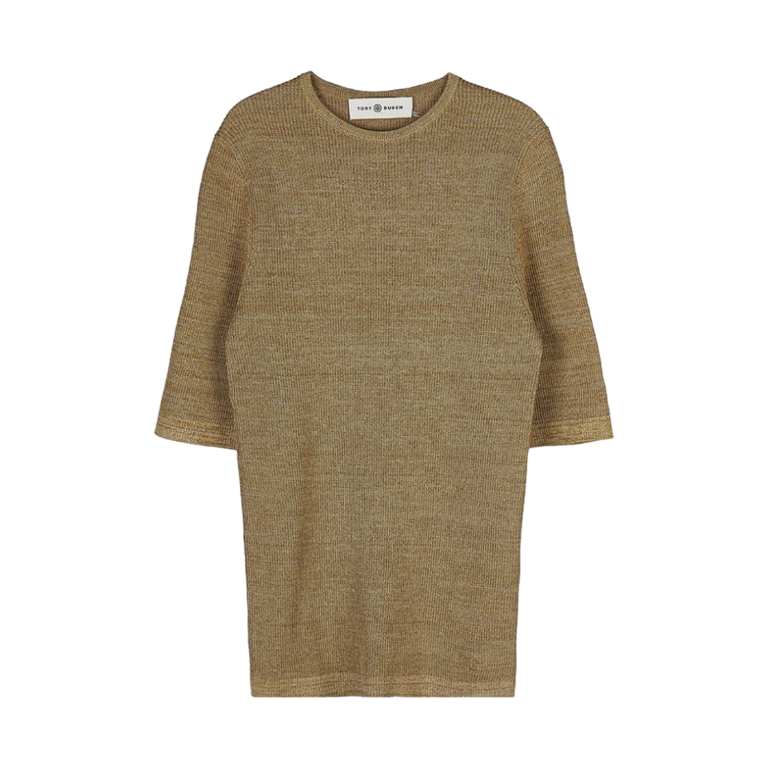 138457-207 (W) Tory Burch Marled Rib Crewneck Dark Brown Sugar