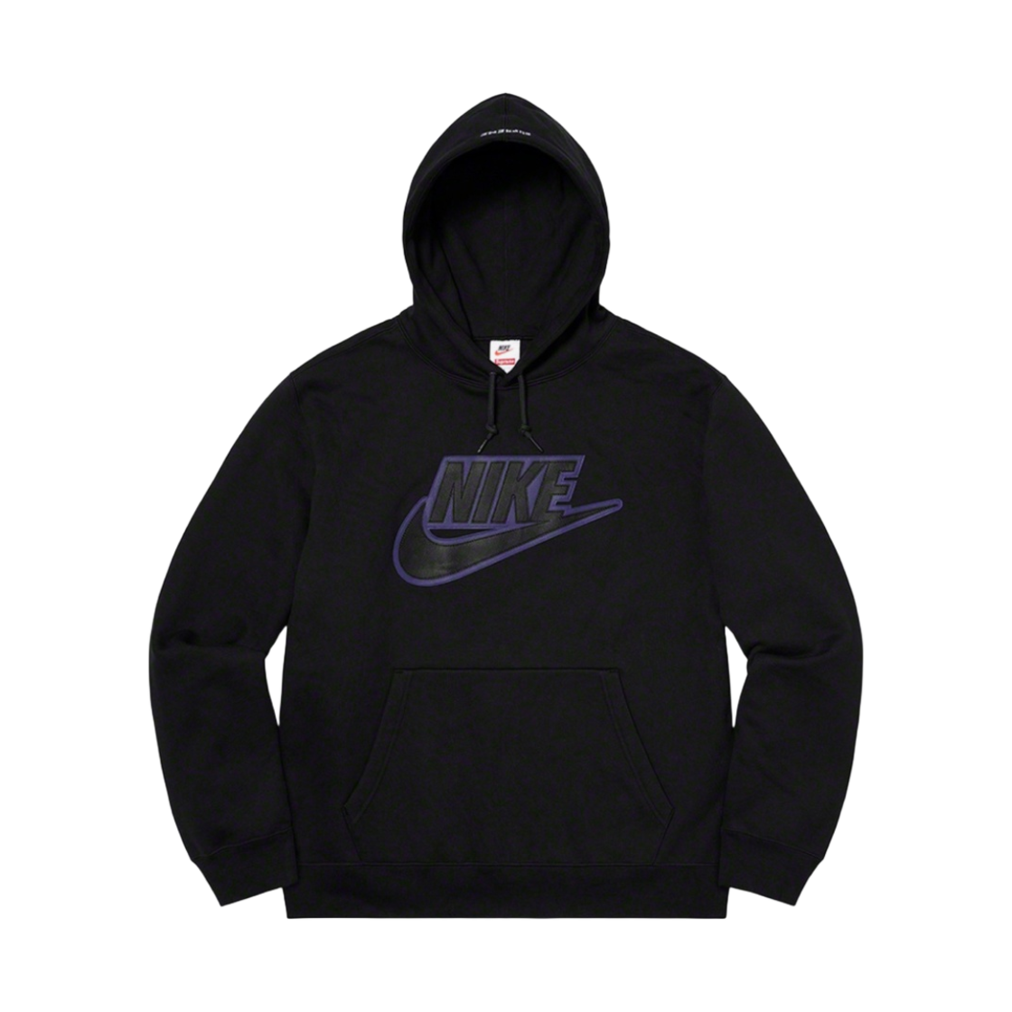 슈프림 x 나이키 레더 아플리케 후드 스웨트셔츠 블랙 - 19FW