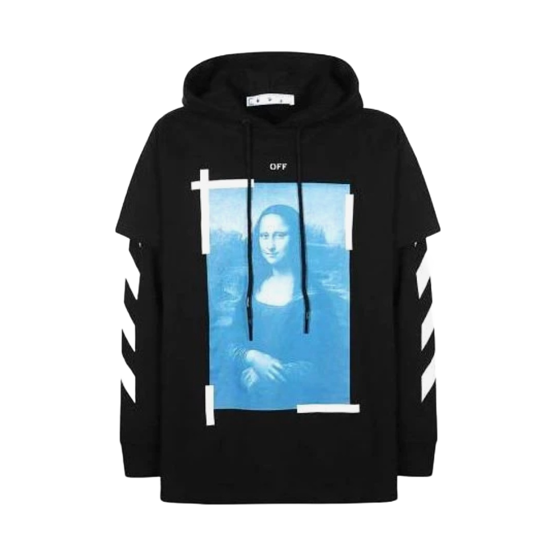 OMBB051R21FLE0011001 Off-White Monalisa Arrow Double T-Shirt Hood Black White