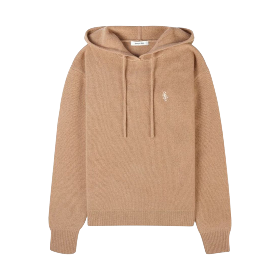 (W) 스포티 앤 리치 파인 니트 드로우스트링 후드 카멜((W) Sporty & Rich Fine Knit Drawstring Hoodie Camel)