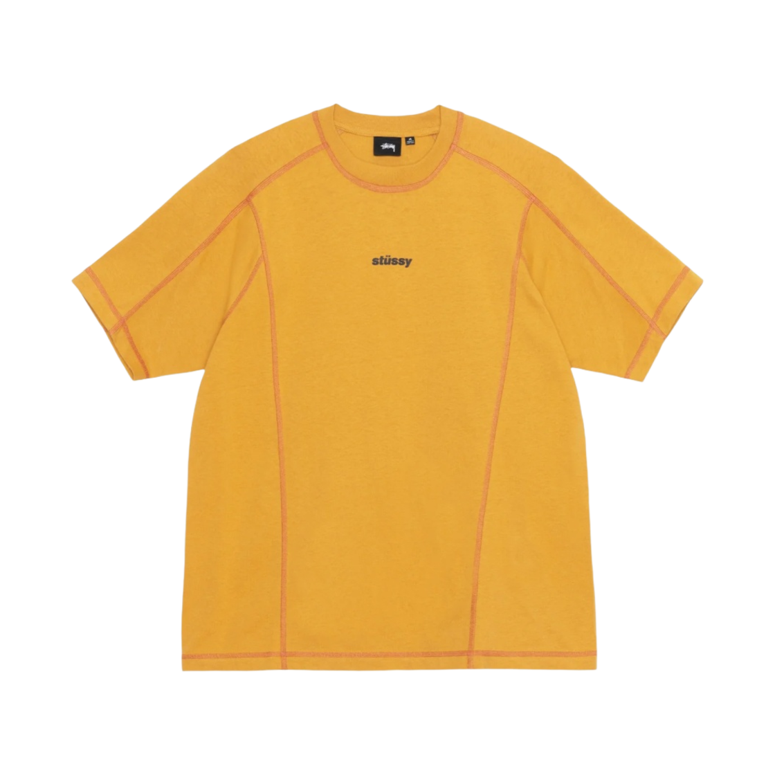 1140347 Stussy Wave Cotton Crew T-Shirt Mustard