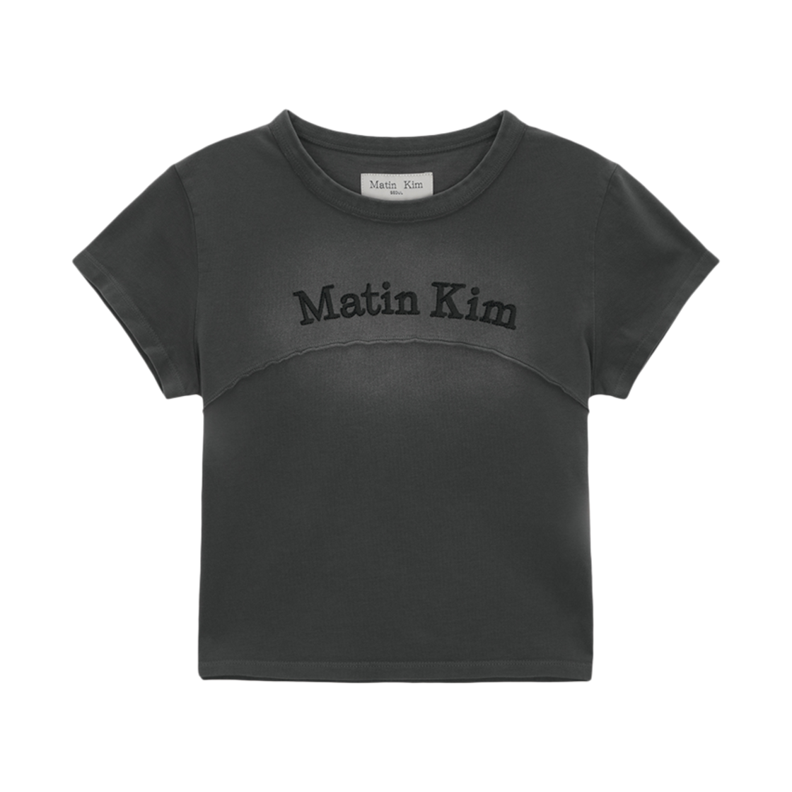 MK2500TS742V/MK2500TS742M/MK2600TS742V (W) Matin Kim Pigment Cut Out Logo Crop Top Charcoal