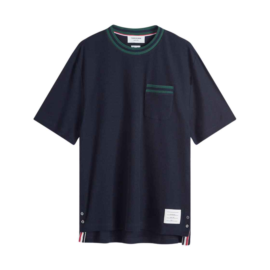 MJS259A-J0153-415 Thom Browne Pointelle Cotton T-Shirt Navy