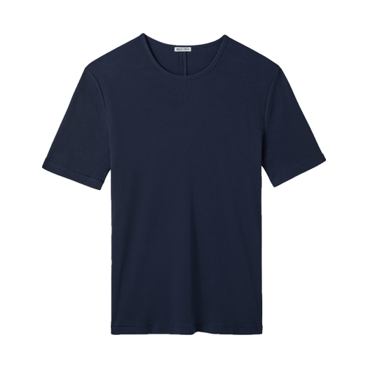RM25SJTP007NV Recto Recto Logo Ribbed Jersey T-Shirt Navy