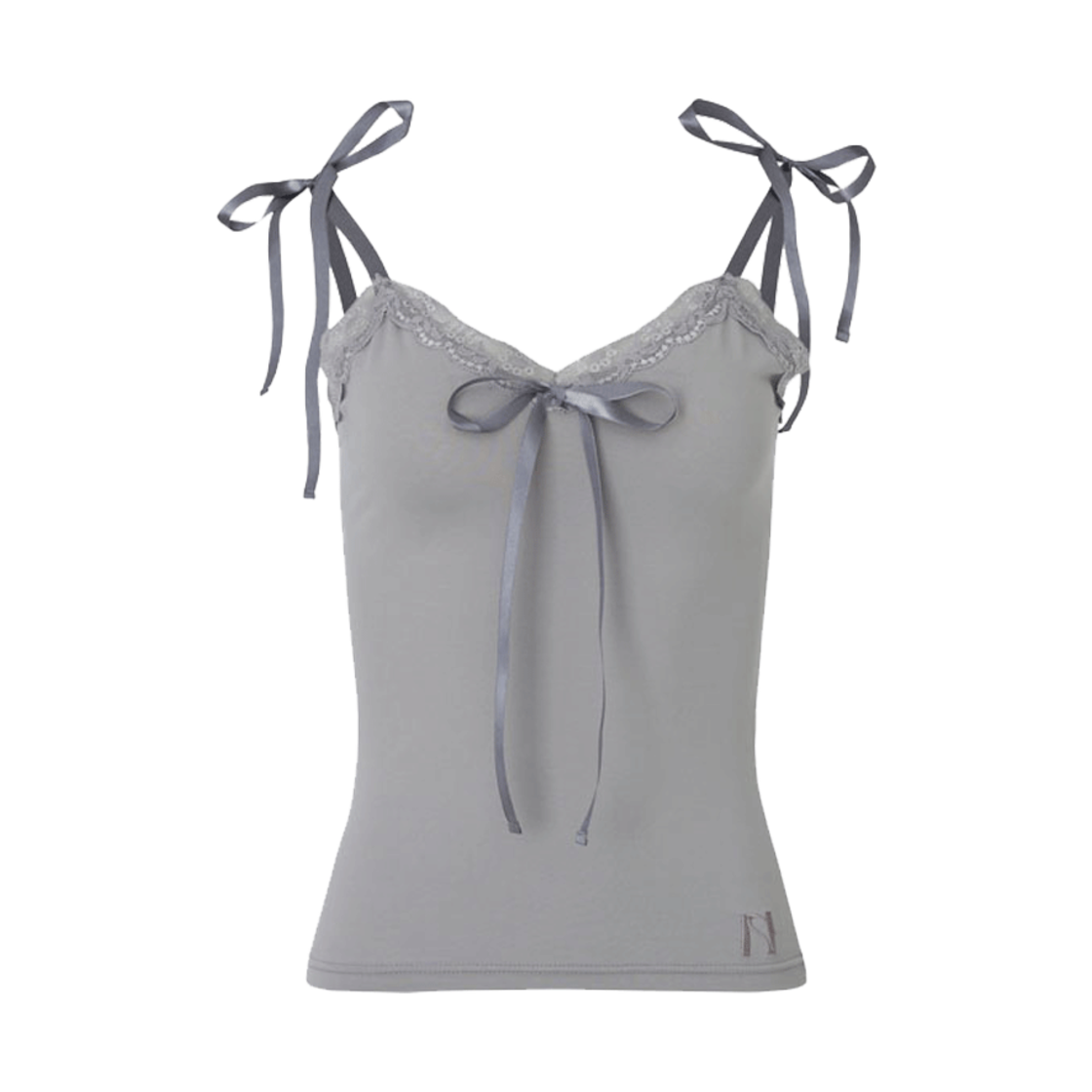 뉴얼린 레이스탑 라이트그레이(Newalrin Ribbon lace sleeveless Top Light Gray)