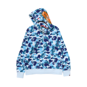 BAPE ABC Camo Shark Half Zip Pullover Hoodie Blue