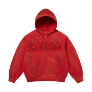 Supreme Leather Applique Zip Up Hooded Sweatshirt Burnt Red - 25SS
