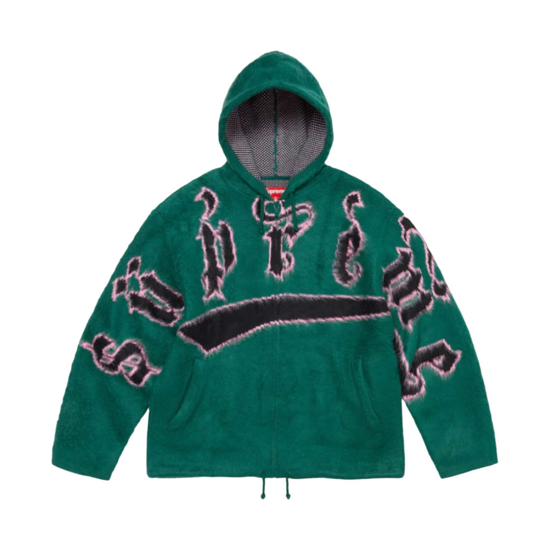 슈프림 악센트 브러쉬드 집업 후드 스웨터 그린 - 24FW
