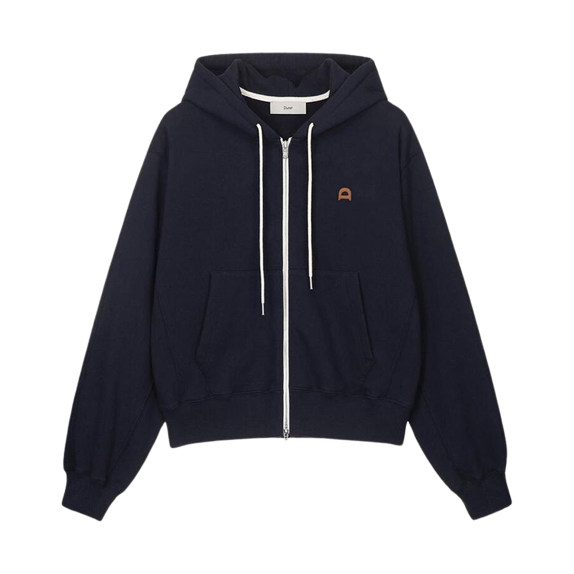 던스트 레더 로고 집업 후드 프렌치 네이비(Dunst Leather Logo Zip-Up Hoodie French Navy)