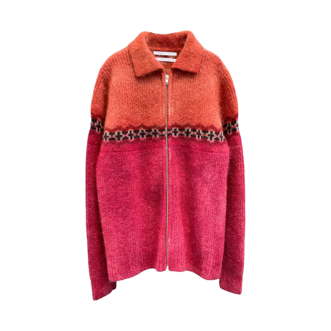 란라 비마 울 블렌드 니트 집업 에그플랜트