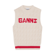 (W) Ganni Cotton Rope Vest Alabaster Gleam