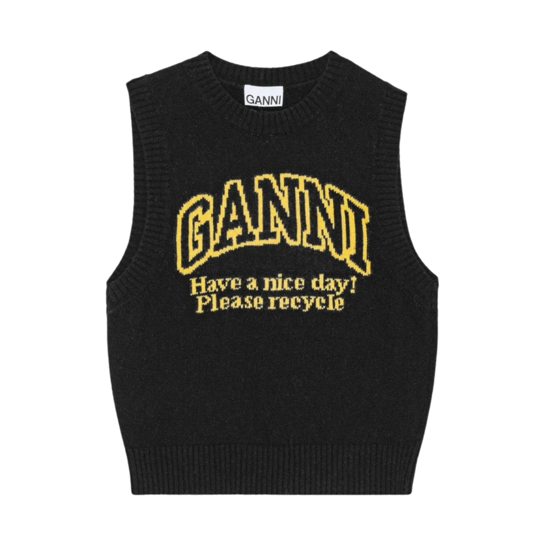 K2091-099 (W) Ganni Graphic O-Neck Vest Black
