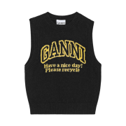 (W) Ganni Graphic O-Neck Vest Black
