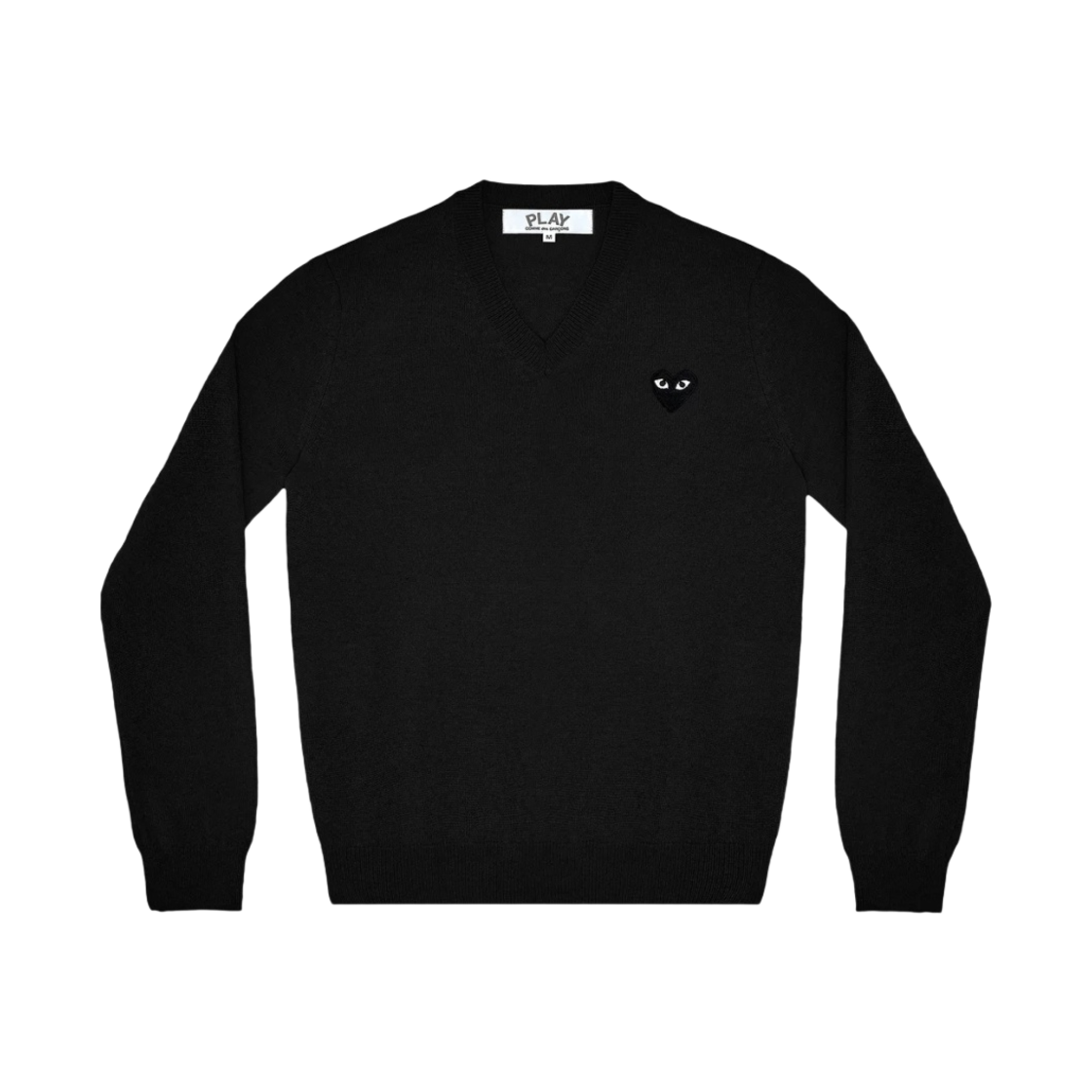 플레이 꼼데가르송 블랙 하트 브이넥 스웨터 블랙(Play Comme des Garcons Black Heart V-Neck Sweater Black) - 1