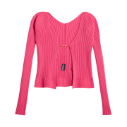 (W) Jacquemus La Maille Pralu Micro Charm Logo Cardigan Pink