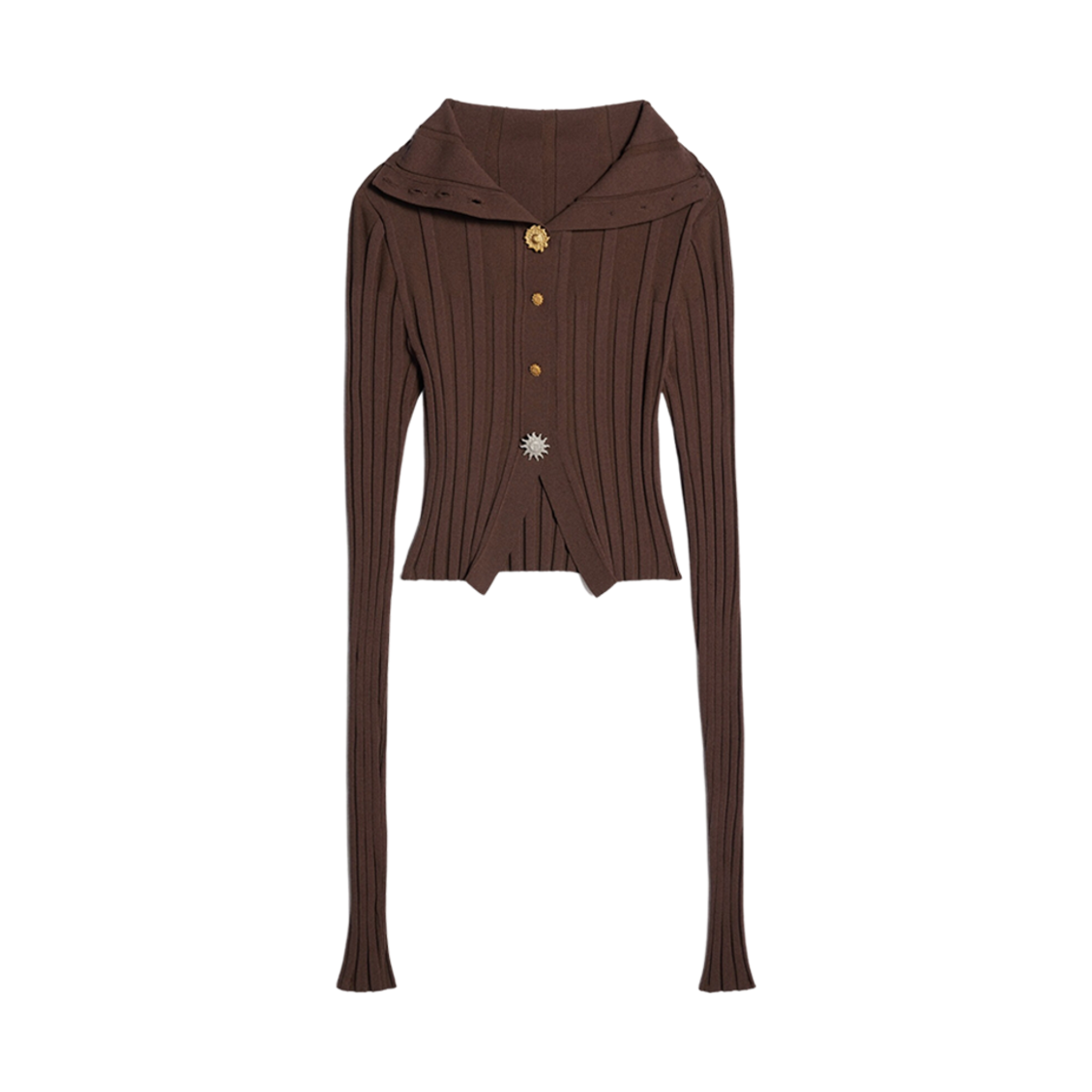 (W) 자크뮈스 르 가디건 반도 선 참 가디건 다크 브라운((W) Jacquemus Le Cardigan Bando Sun Charm Cardigan Dark Brown) - 1