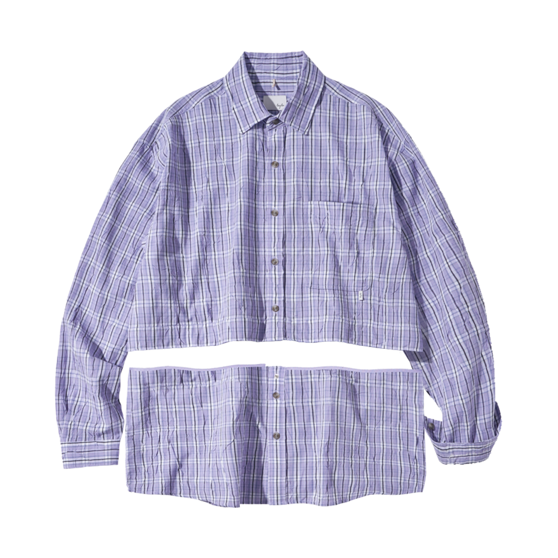 S167PB Diamond Layla Crop Detachable Crease Check Shirt S167 Purple Black