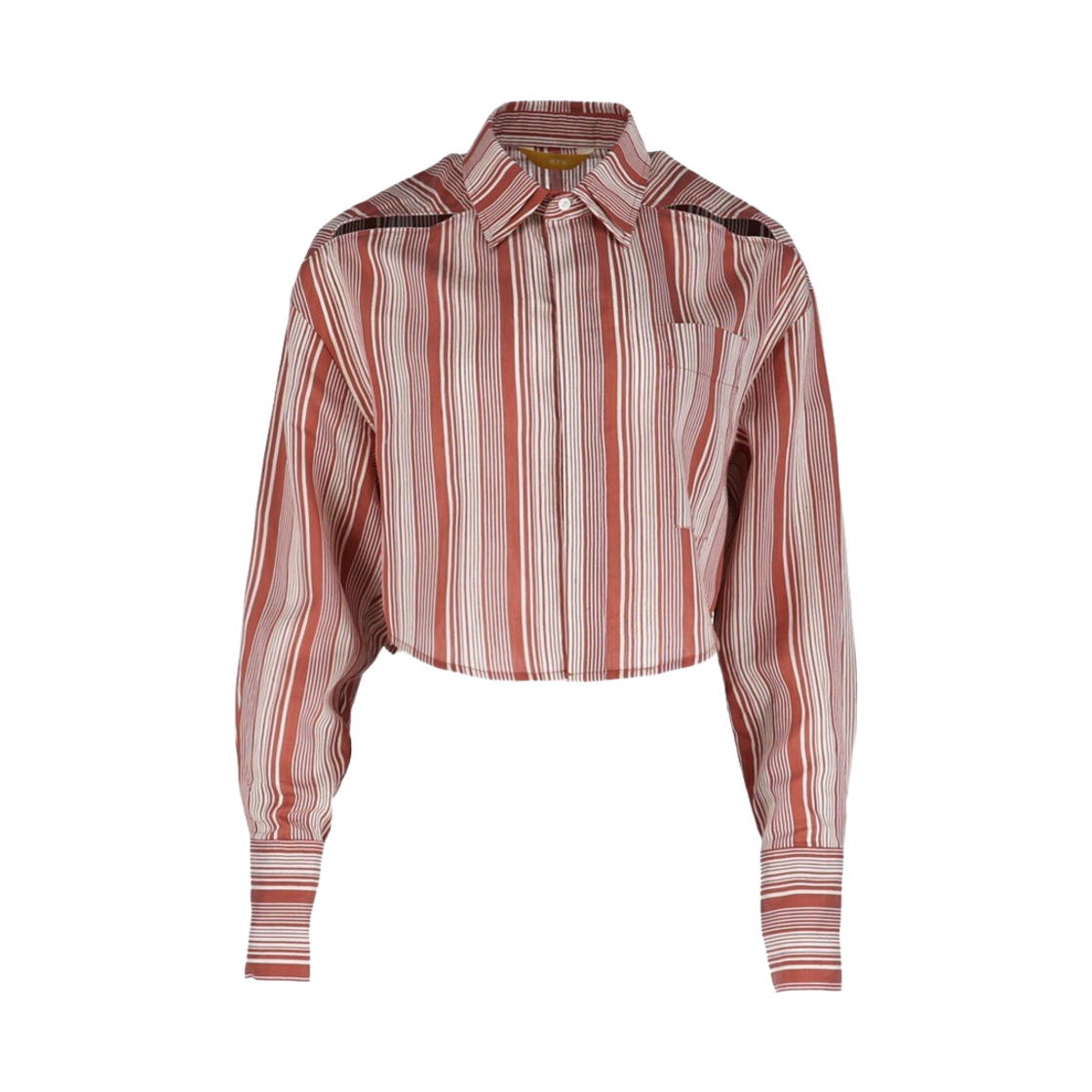 쿄 우먼 더블 카라 크롭 린넨 셔츠 브릭