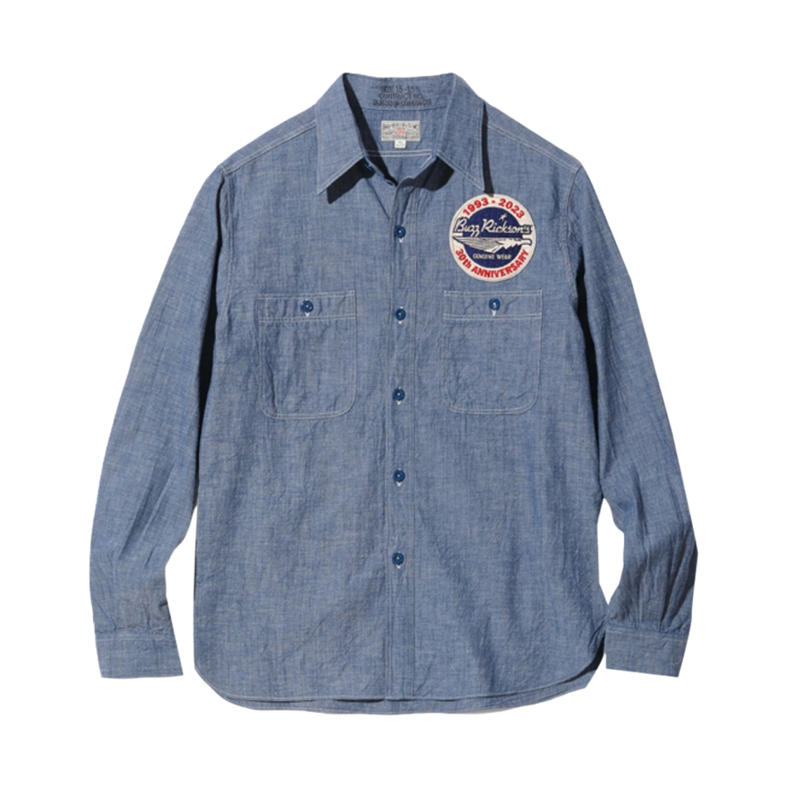 버즈 릭슨 샴브레이 워크 셔츠 버즈 릭슨 30주년 모델 자수 블루(Buzz Rickson's Chambray Work Shirts Buzz Rickson's 30th Anniversary Model with Embroidered Blue) - 2