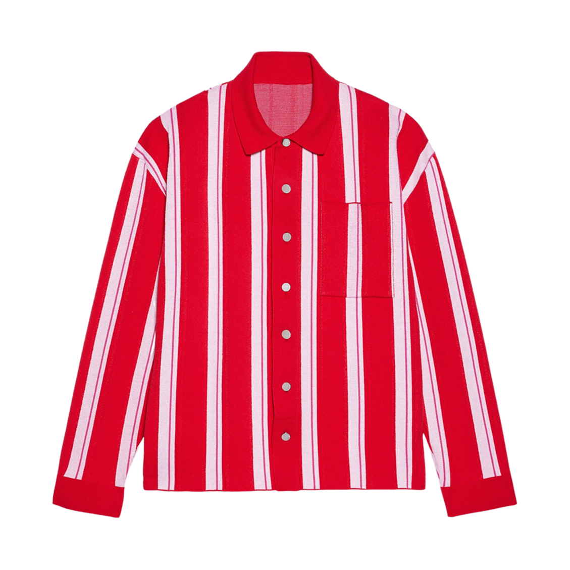 자크뮈스 라 슈미즈 마이유 폴로 스트라이프 니트 셔츠 멀티 레드(Jacquemus La Chemise Maille Polo Striped Knit Shirt Multi Red) - 1