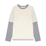 Safarispot One Pocket Layered Long Sleeve Tee Ivory Gray