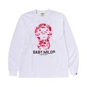 BAPE ABC Camo Baby Milo L/S T-Shirt White Pink