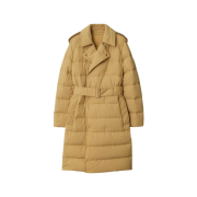 (W) Burberry Double Belted Padded Beige