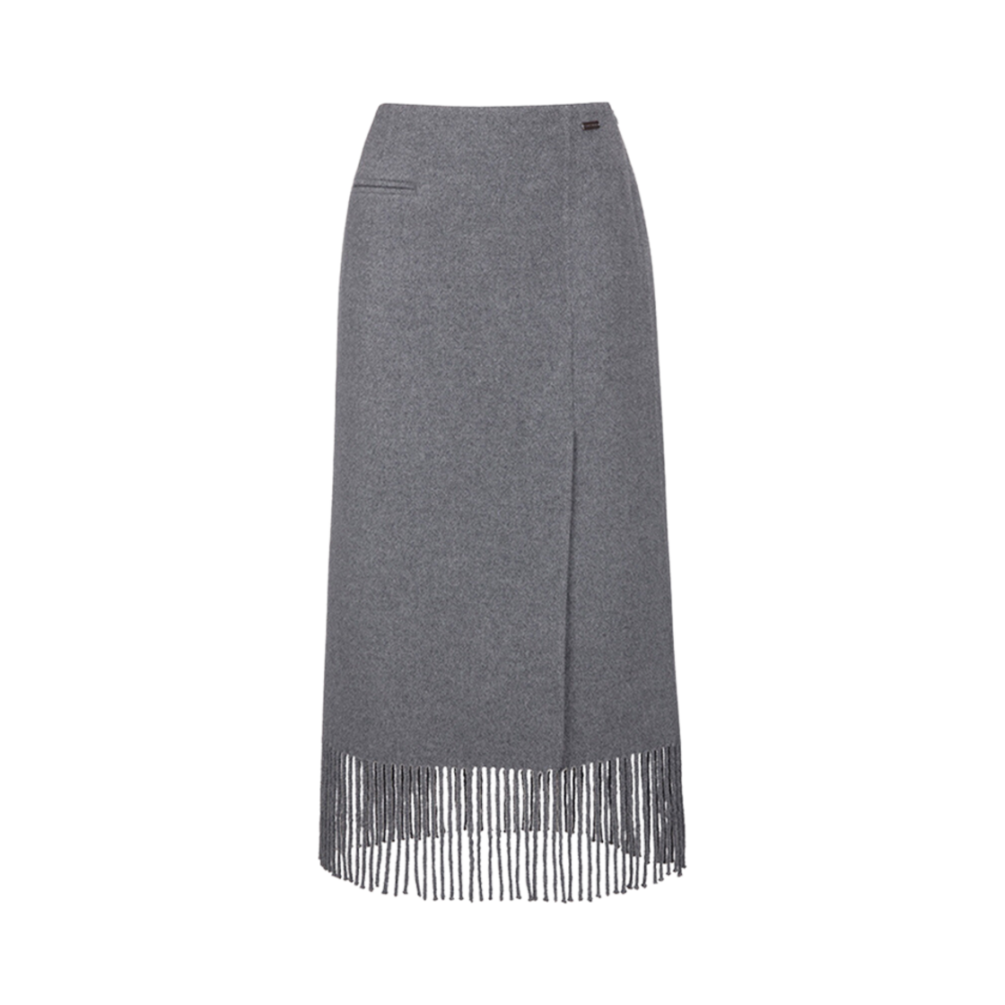 (W) 루에브르 핸드메이드 울 프린지 스커트 멜란지 그레이((W) Loeuvre Handmade Wool Fringe Skirt Melange Grey)